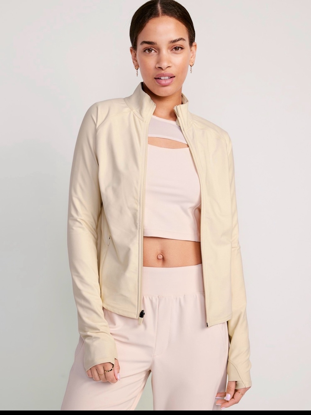 Old Navy Active Powersoft Ivory Mock Neck Full Zip Jacket XL
